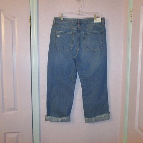 Express 90s Ankle Boot Jeans Size 10 High Rise Ankle Ripped Distressed Denim NEW - Picture 8 of 12